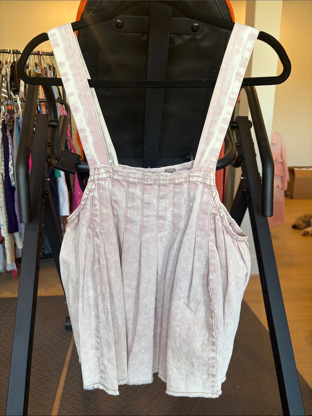 Free People Light Pink Denim Pinafore Dress